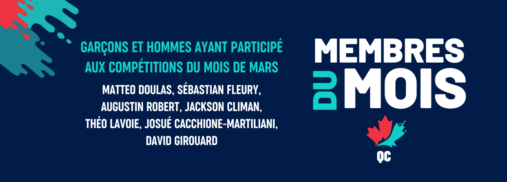 Félicitations aux garçons et hommes de la communauté de natation artistique